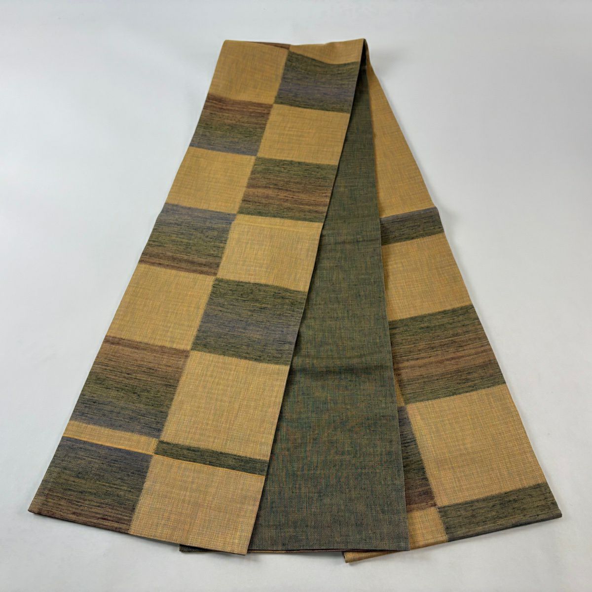 【美品】 袋帶 秀品級 市松樹 金絲 淺橙 六通 純蠶絲