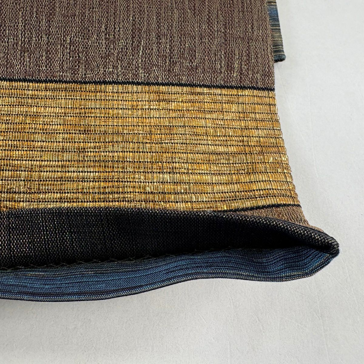 【美品】 袋帶 秀品級 段紋 金絲 金金箔 茶 全通 純蠶絲