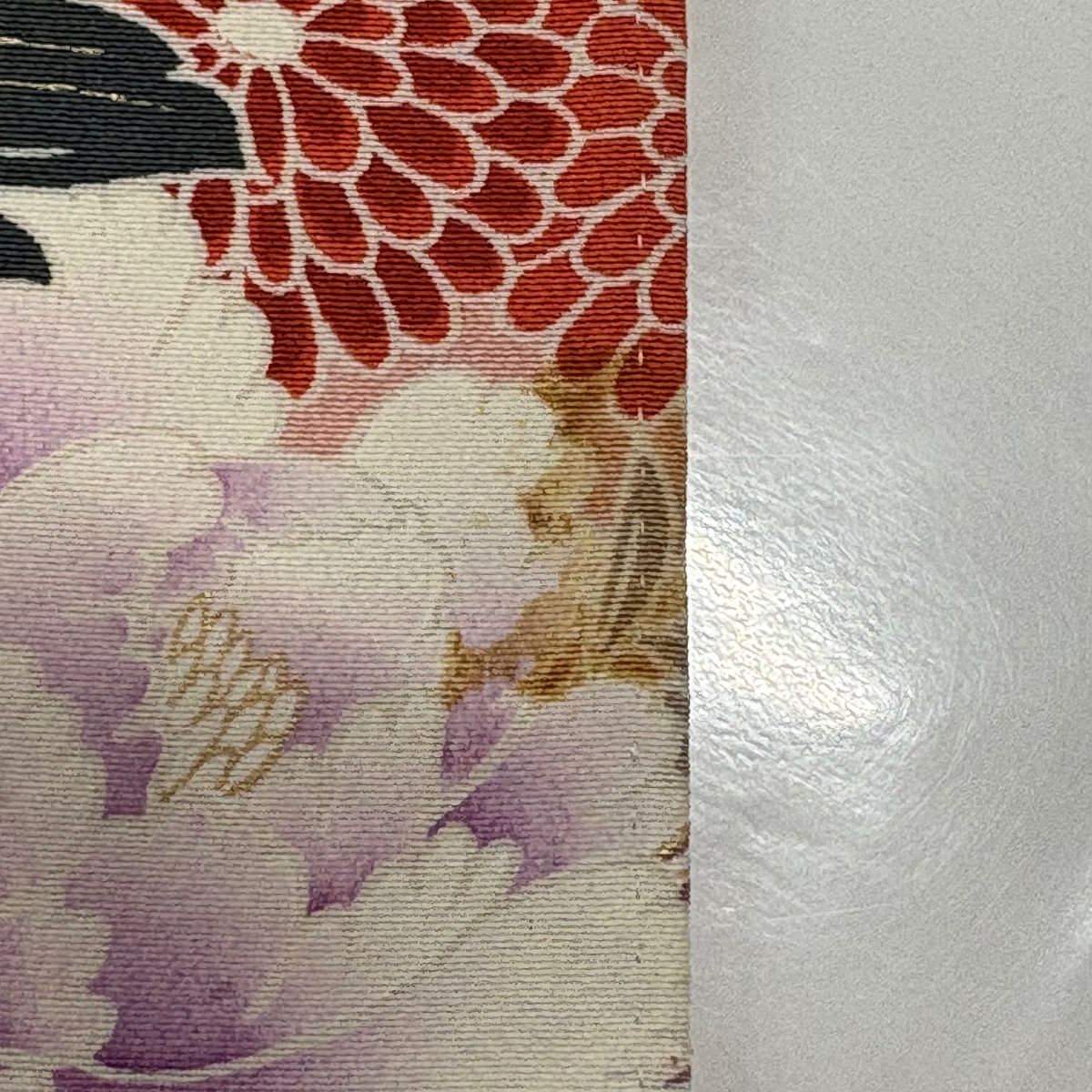 振袖禮服 身長153cm 袖長60cm S 雙層 橋 牡丹 金絲 金銀彩 紅 純蠶絲 秀品級