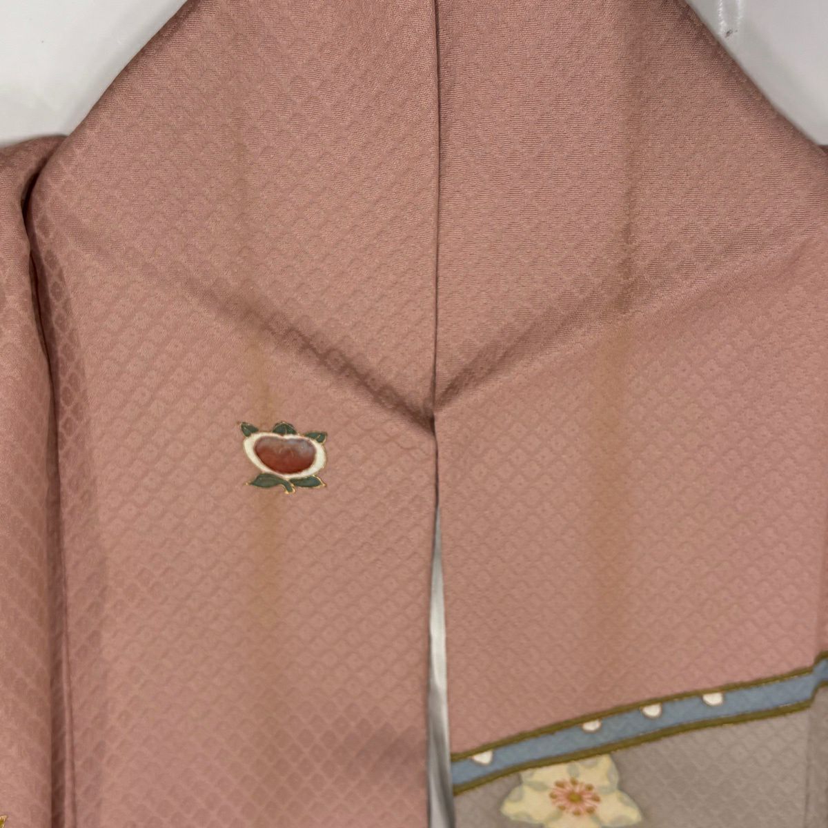 訪問服 身長165cm 袖長67.5cm L 雙層 千地泰弘 落款あり 天女 櫻花 金彩裝飾 粉紅 純蠶絲 秀品級