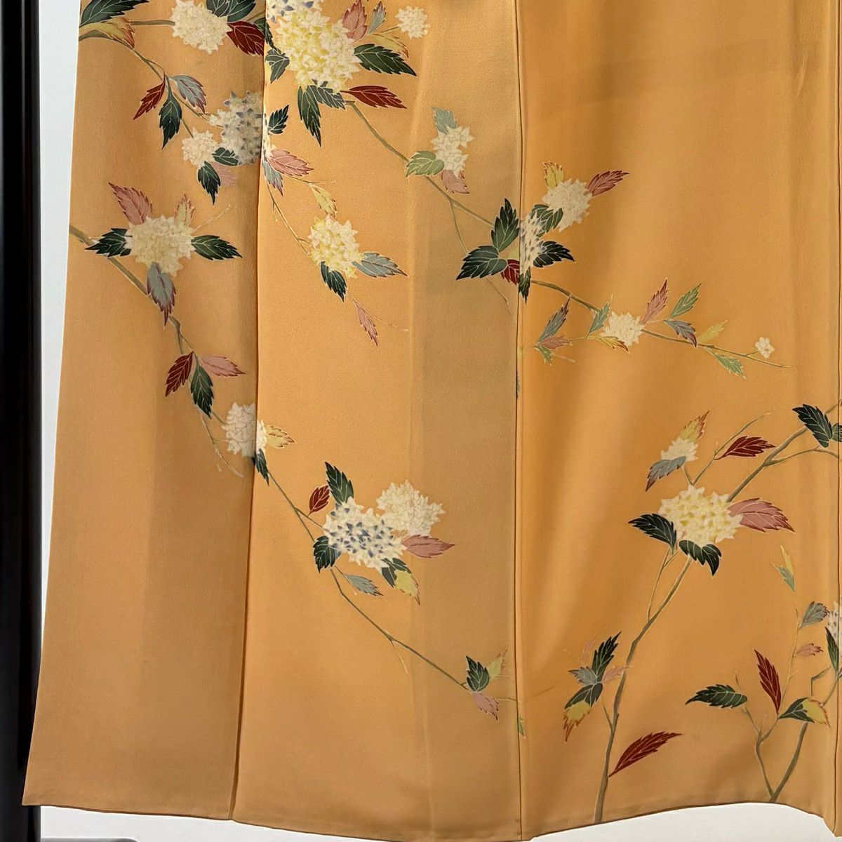 付下 身長154.5cm 袖長66.5cm M 雙層 南克治 落款有 枝花 橙色 純蠶絲 優品級