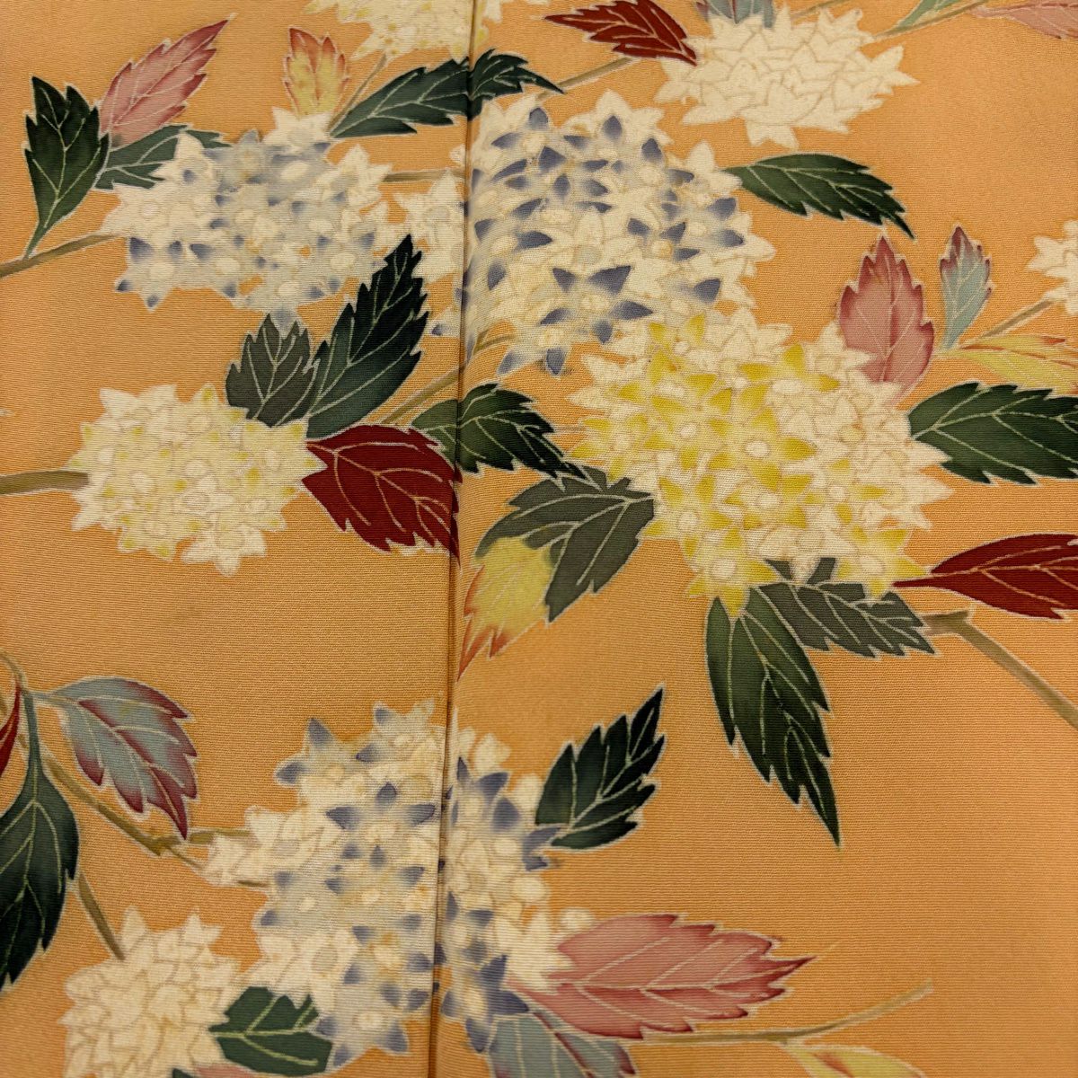 付下 身長154.5cm 袖長66.5cm M 雙層 南克治 落款有 枝花 橙色 純蠶絲 優品級