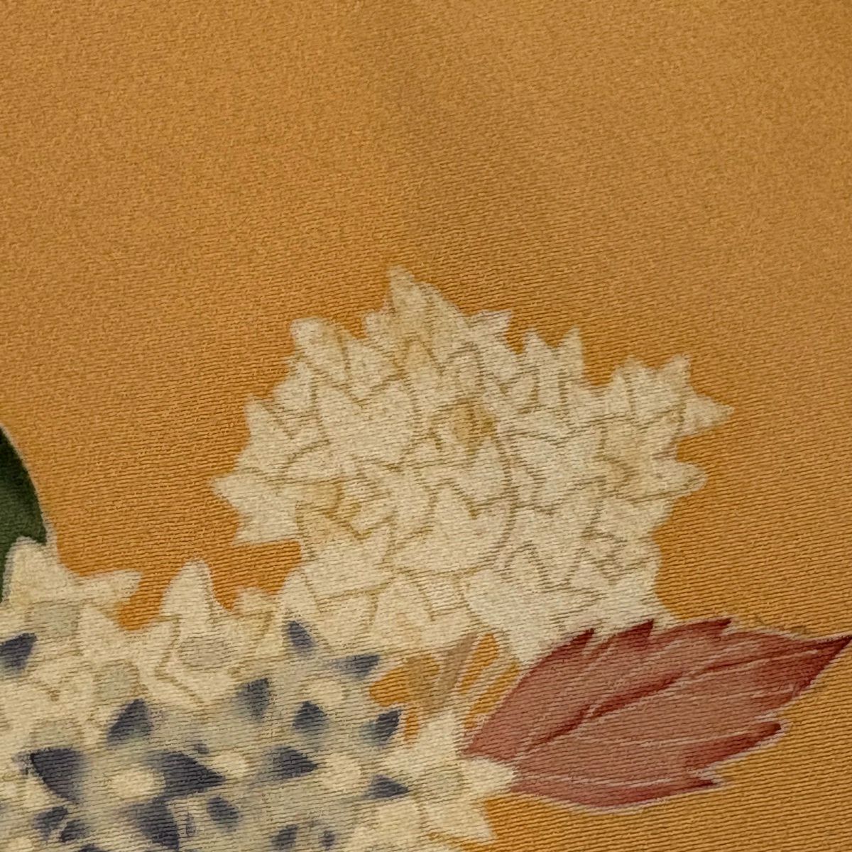 付下 身長154.5cm 袖長66.5cm M 雙層 南克治 落款有 枝花 橙色 純蠶絲 優品級