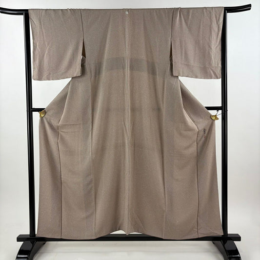 小紋 身長157.5cm 袖長65.5cm M 雙層 松樹井青青 扣襟 有落款 幾何學圖案 絞織 薄小豆 純蠶絲 優品級 一個紋