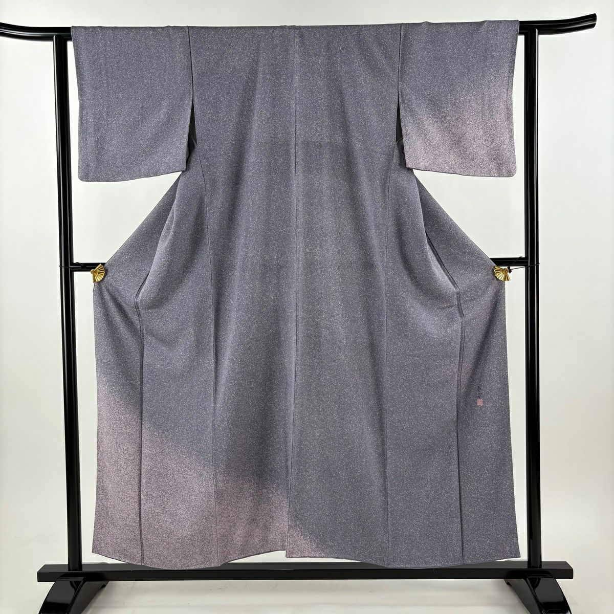 付下 身長155.5cm 袖長62cm S 雙層 山科春宣 有落款 幾何學圖案 灰紫 純蠶絲 優秀品級