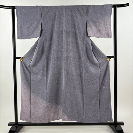 付下 身長155.5cm 袖長62cm S 雙層 山科春宣 有落款 幾何學圖案 灰紫 純蠶絲 優秀品級
