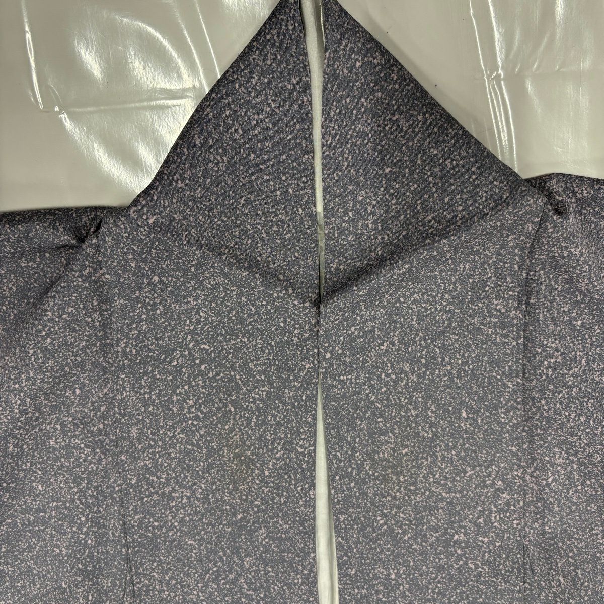 付下 身長155.5cm 袖長62cm S 雙層 山科春宣 有落款 幾何學圖案 灰紫 純蠶絲 優秀品級