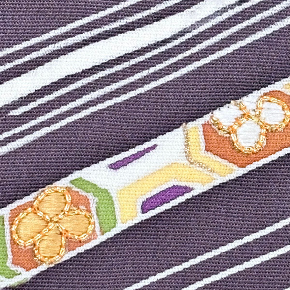 訪問服 身長160cm 袖長67.5cm L 雙層 流水花 金絲 金銀彩 灰紫 純蠶絲 秀品級