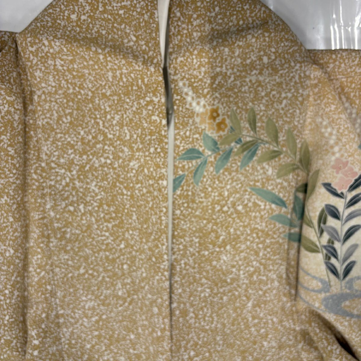 【美品】訪問服 身長169cm 袖長66.5cm M 雙層 草花紋紋 鴛鴦 薄茶 純蠶絲 秀品級