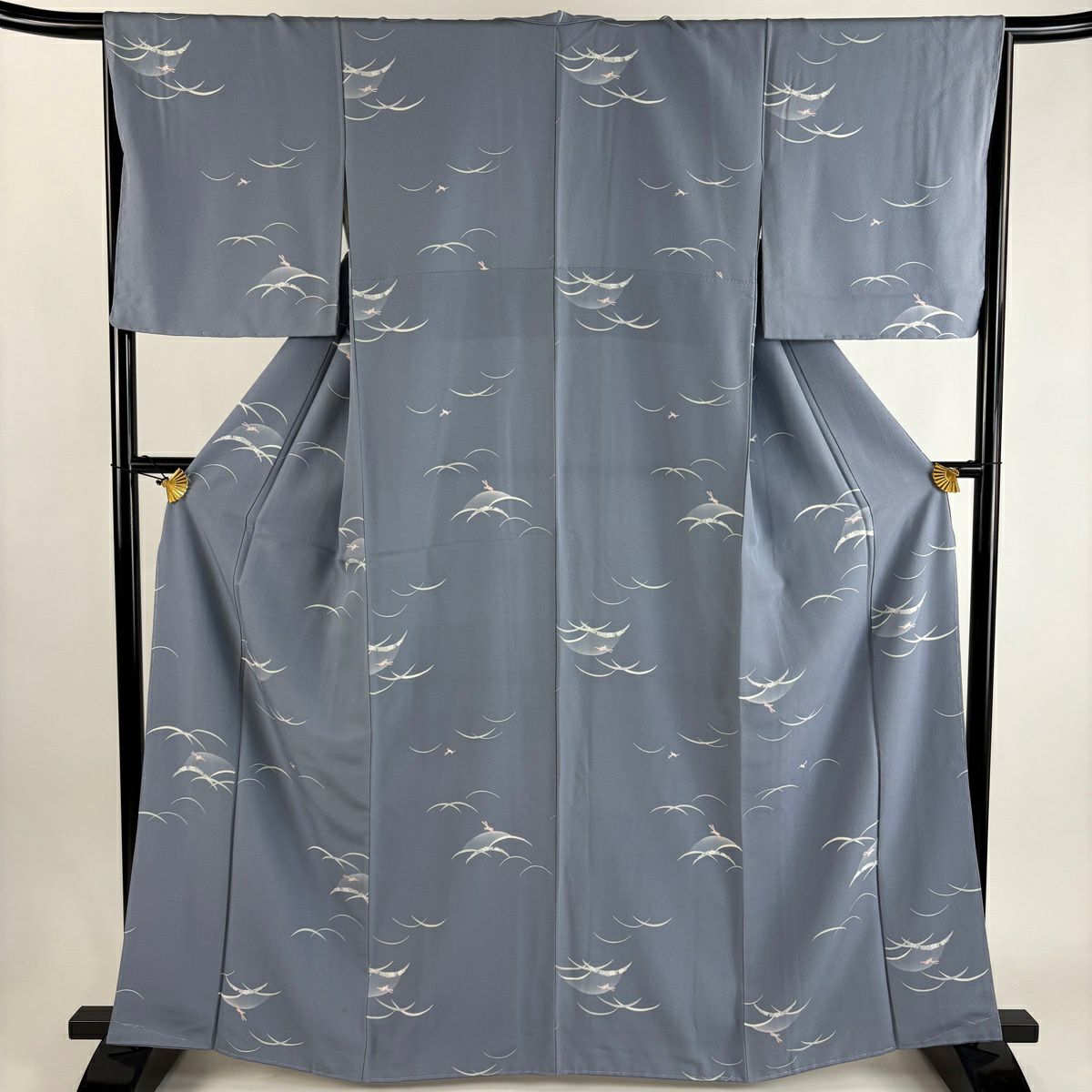 小紋 身長164cm 袖長65.5cm M 雙層 兔子 雪芝 青灰 純蠶絲 秀品級