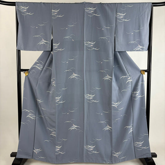小紋 身長164cm 袖長65.5cm M 雙層 兔子 雪芝 青灰 純蠶絲 秀品級
