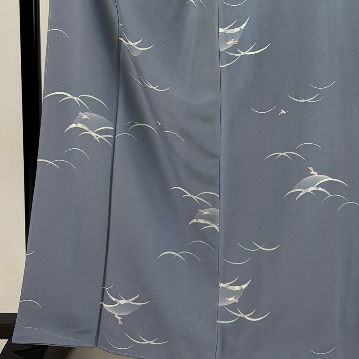 小紋 身長164cm 袖長65.5cm M 雙層 兔子 雪芝 青灰 純蠶絲 秀品級