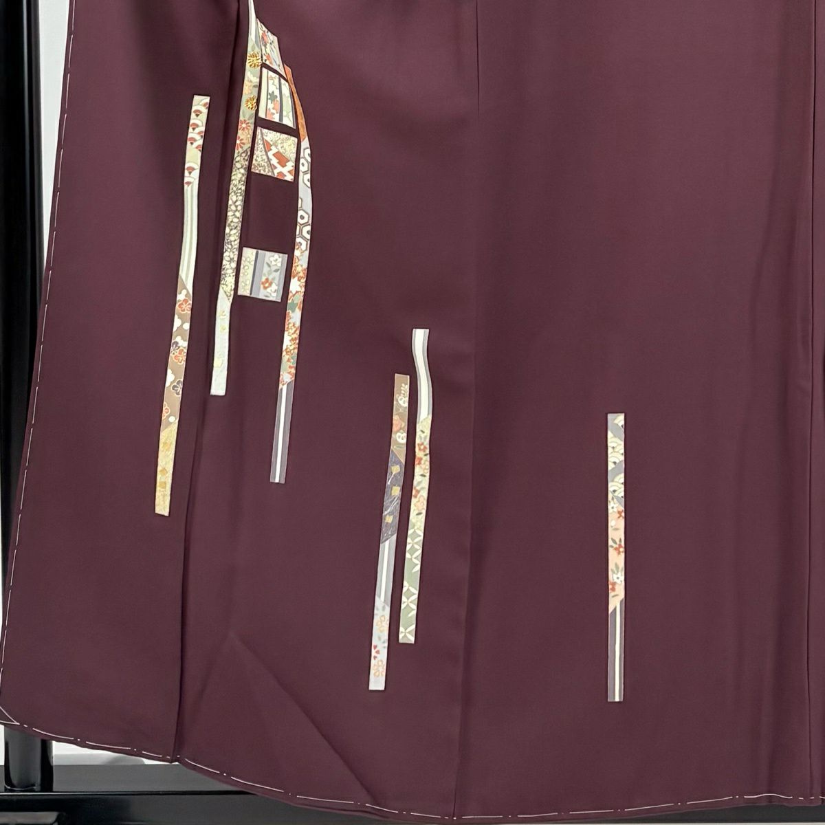 付下 身長158cm 袖長64cm M 雙層 熨斗紋 草花紋紋 金絲 金銀彩 紫 純蠶絲 優品級