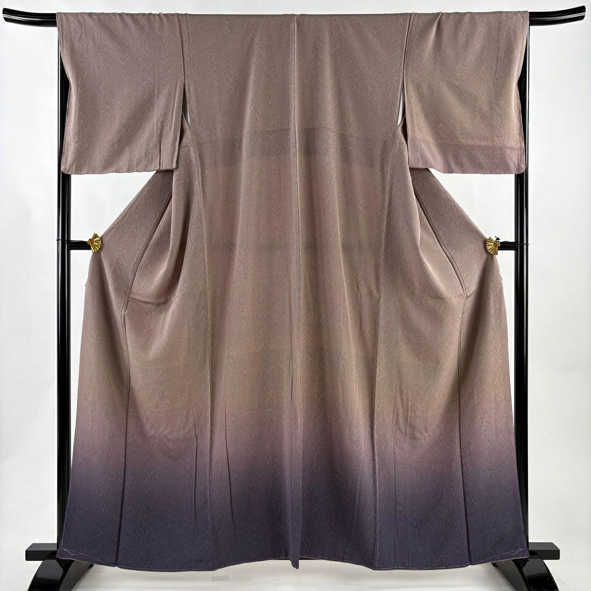 【美品】 付下 身長161.5cm 袖長66.5cm M 雙層 木目 漸變 茶紫 純蠶絲 優品級 一個紋
