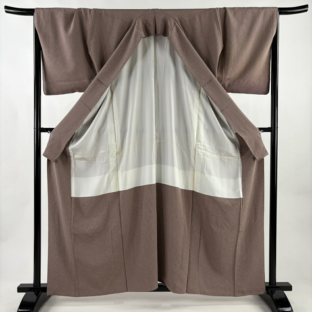 【美品】 付下 身長161.5cm 袖長66.5cm M 雙層 木目 漸變 茶紫 純蠶絲 優品級 一個紋
