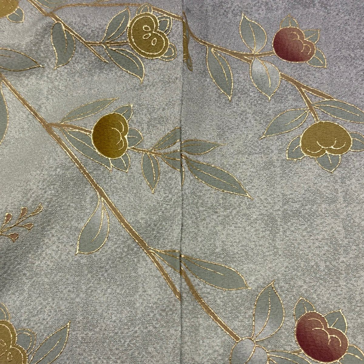 訪問服 身長166.5cm 袖長66cm M 雙層 菊花 橘 金銀彩 漸層 灰 純蠶絲 秀品級
