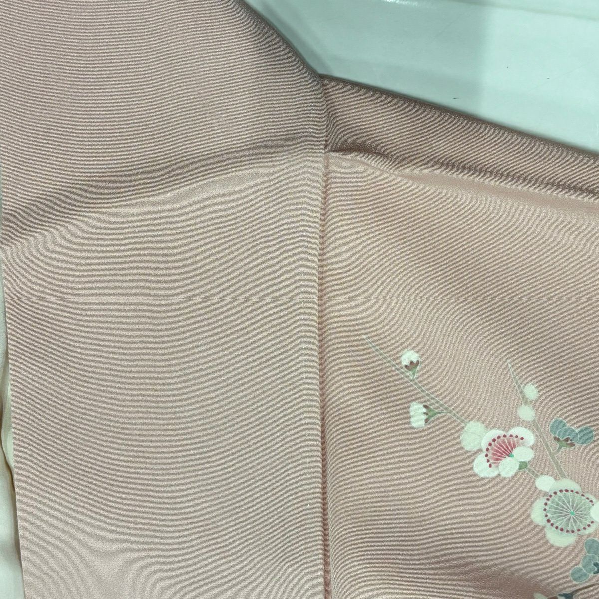 【美品】訪問服 身長160.5cm 袖長67.5cm L 雙層 落款あり 椿 枝梅花 漸層 粉色 純蠶絲 秀品級