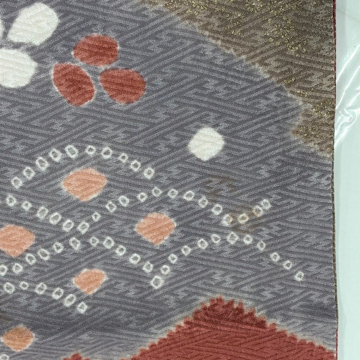 訪問服 身長161.5cm 袖長67cm M 雙層 花 七寶紋 絞染 金彩裝飾 鮭粉色 純蠶絲 秀品級