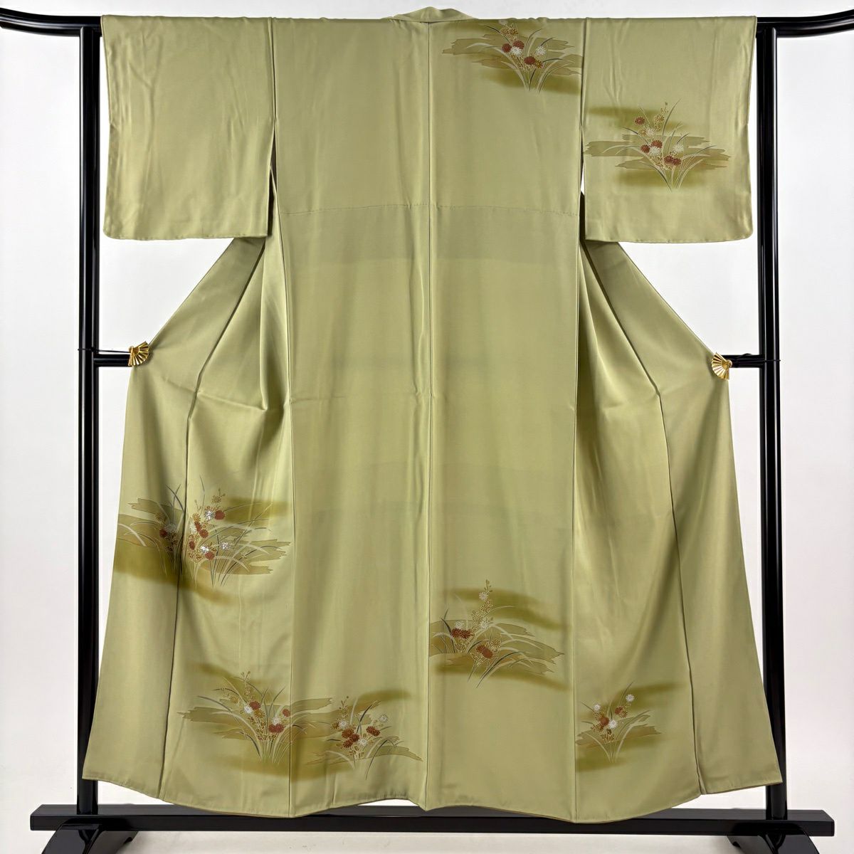 付下 身長154cm 袖長63cm S 雙層 菊花 霞 金銀彩 銀線 蓬色 純蠶絲 優品級