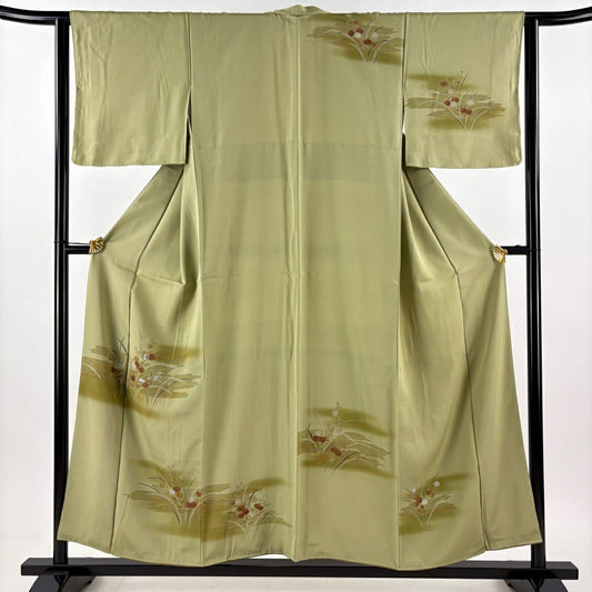 付下 身長154cm 袖長63cm S 雙層 菊花 霞 金銀彩 銀線 蓬色 純蠶絲 優品級