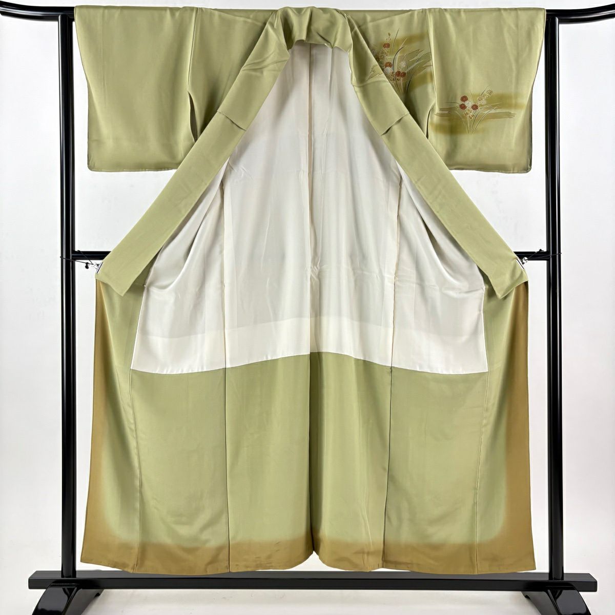 付下 身長154cm 袖長63cm S 雙層 菊花 霞 金銀彩 銀線 蓬色 純蠶絲 優品級