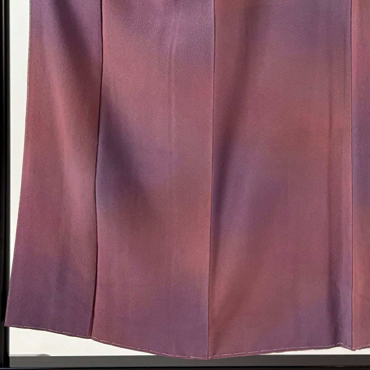 【美品】 小紋 身長153cm 袖長62cm S 雙層 斉藤三才 落款あり ぼかし 紅紫 純蠶絲 秀品級