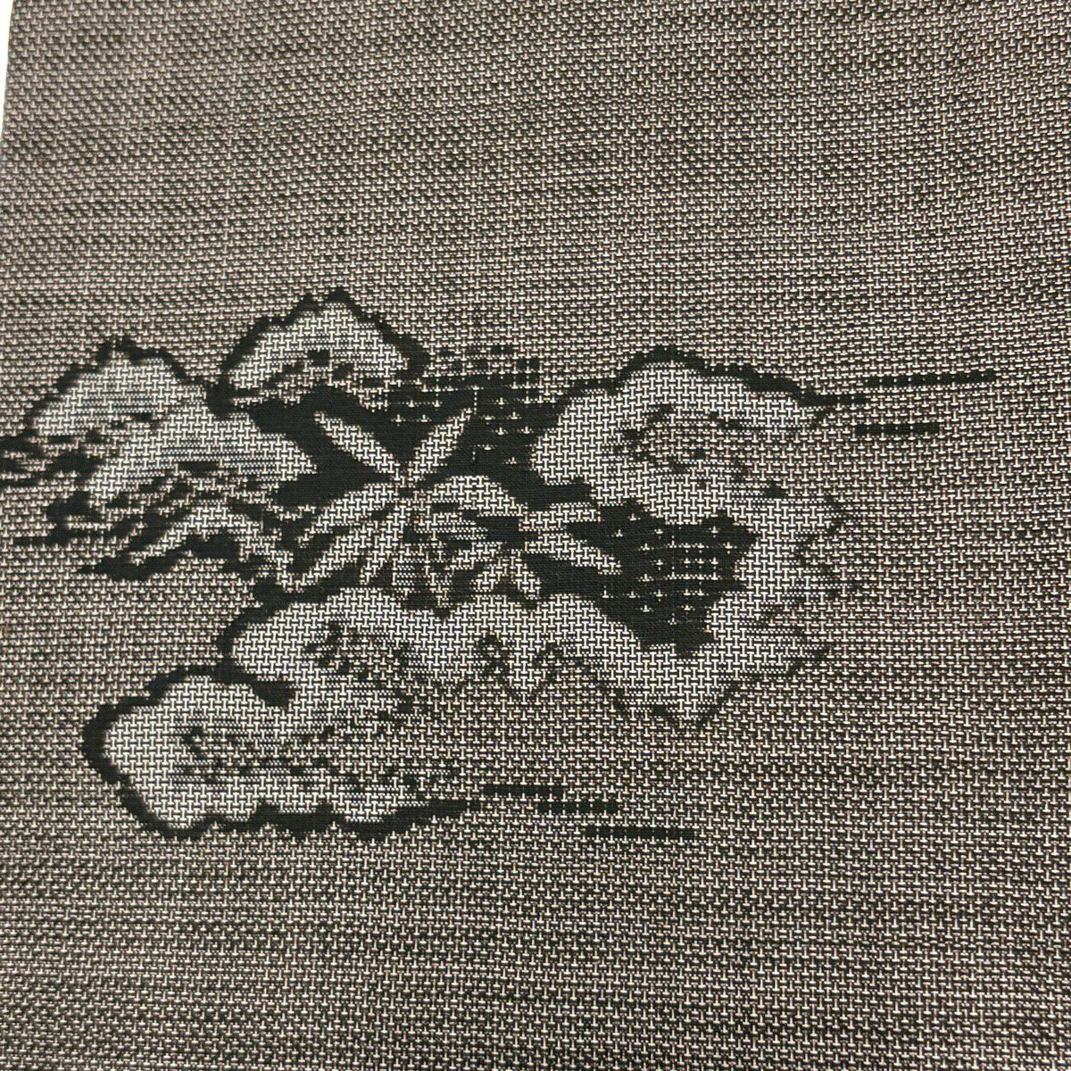 【美品】 紬織織 身長157cm 袖長62.5cm S 雙層 笠松樹 雲文 焦茶 純蠶絲 秀品級