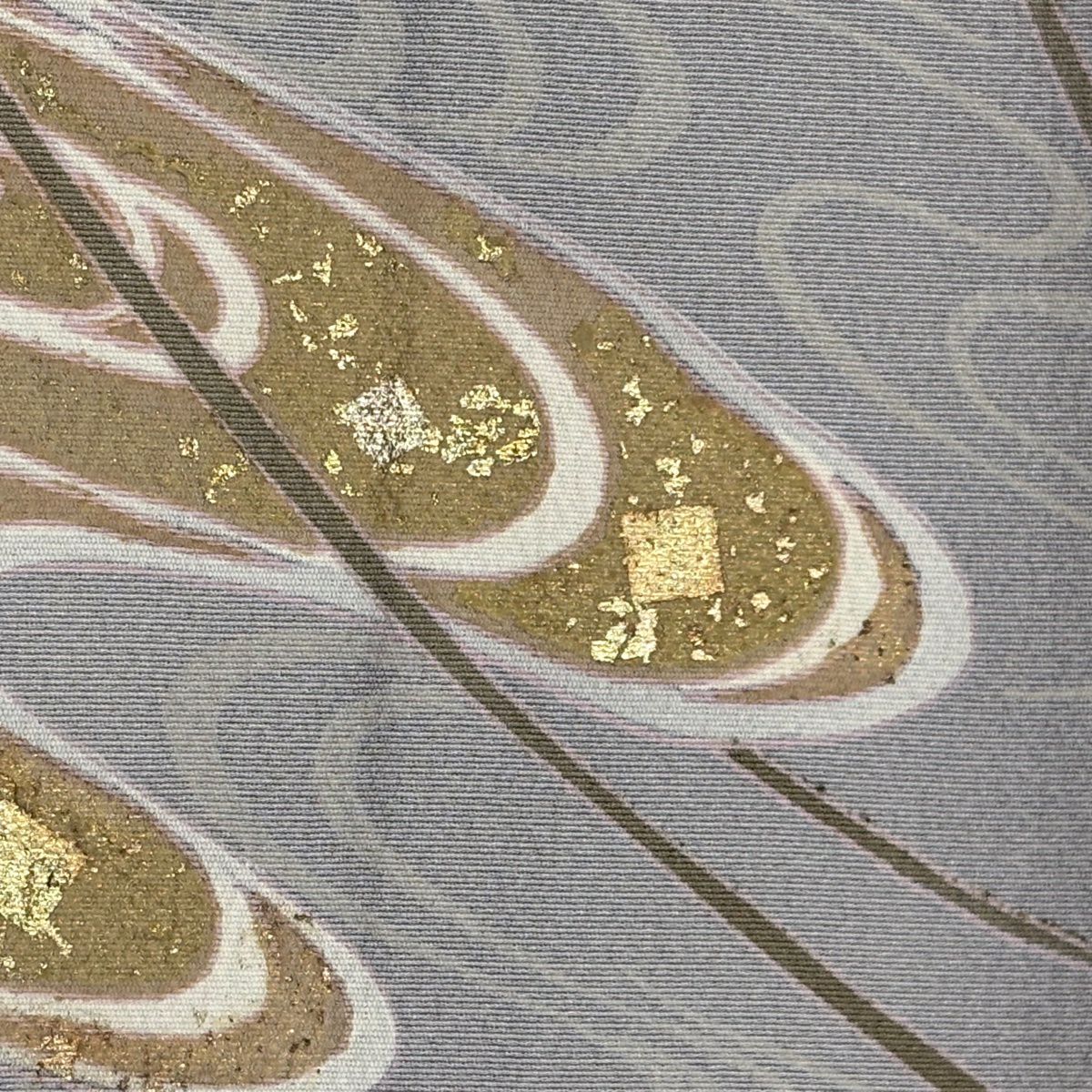 訪問服 身長156cm 袖長63.5cm S 雙層 菊花 流水 金銀彩 金絲 灰色 純蠶絲 秀品級