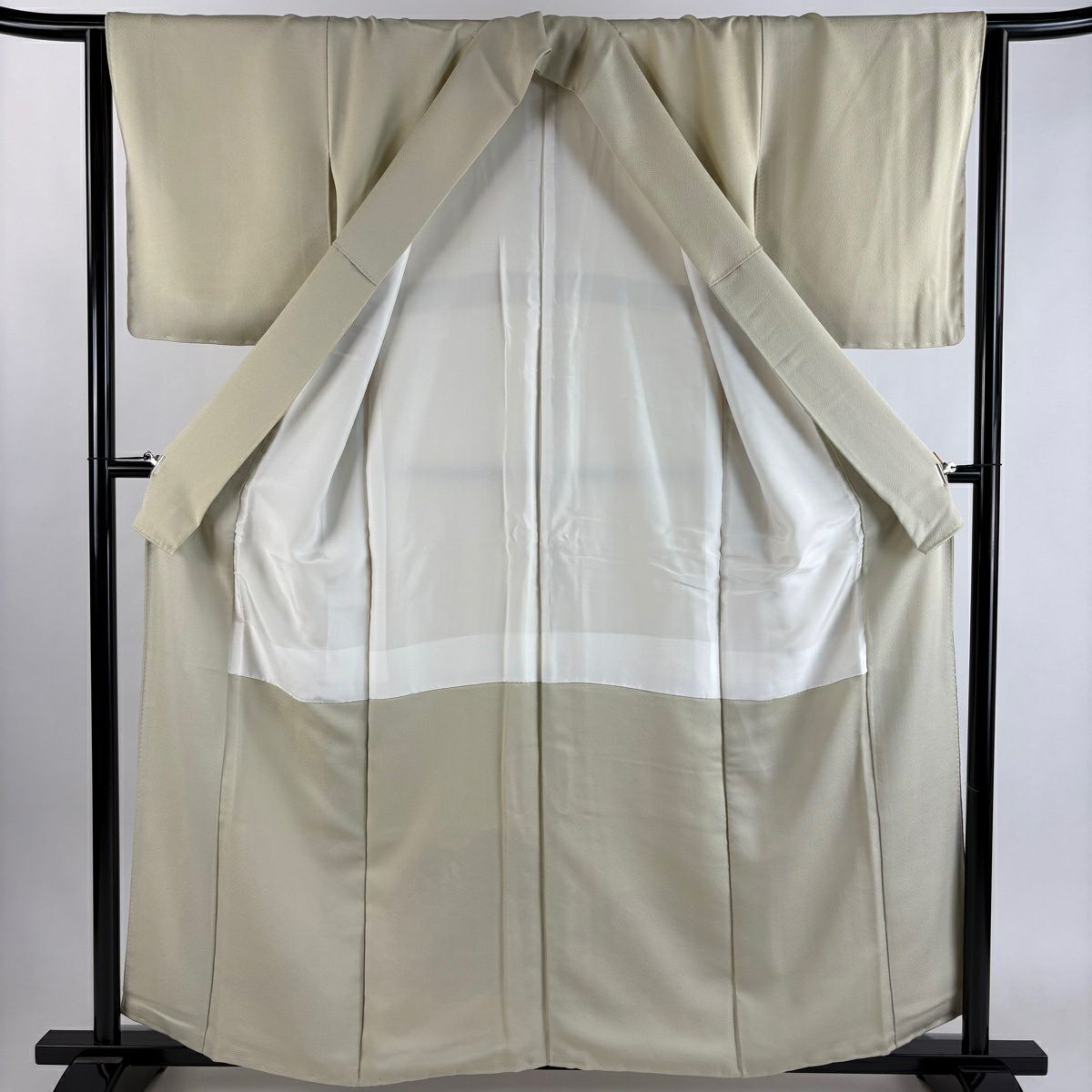 色留袖禮服 身長159cm 袖長64.5cm M 雙層 落款あり 華紋 青海波 蘇州刺繡 米色 純蠶絲 秀品級