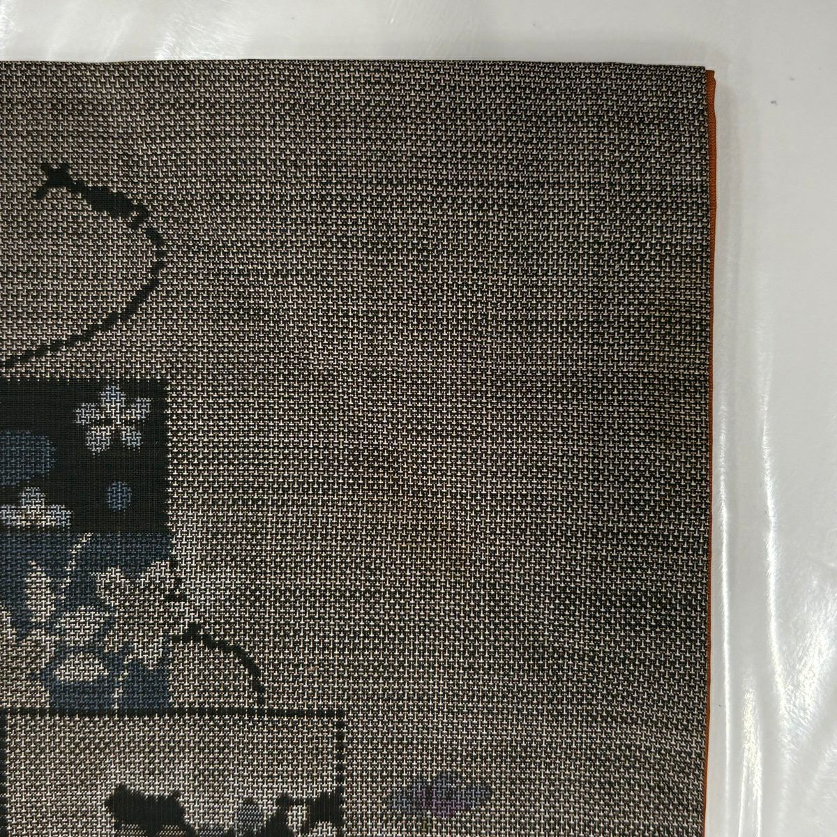 紬織 身長151.5cm 袖長62.5cm S 雙層 短冊 菊花 焦茶 純蠶絲 秀品級