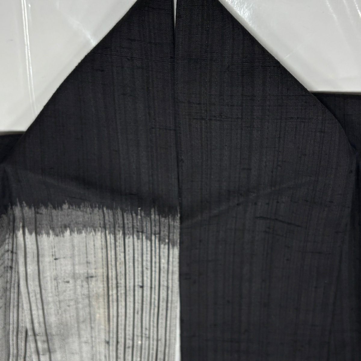 【美品】訪問服 身長162cm 袖長65cm M 雙層 紬織織 縞 幾何學圖案 灰紫 純蠶絲 秀品級