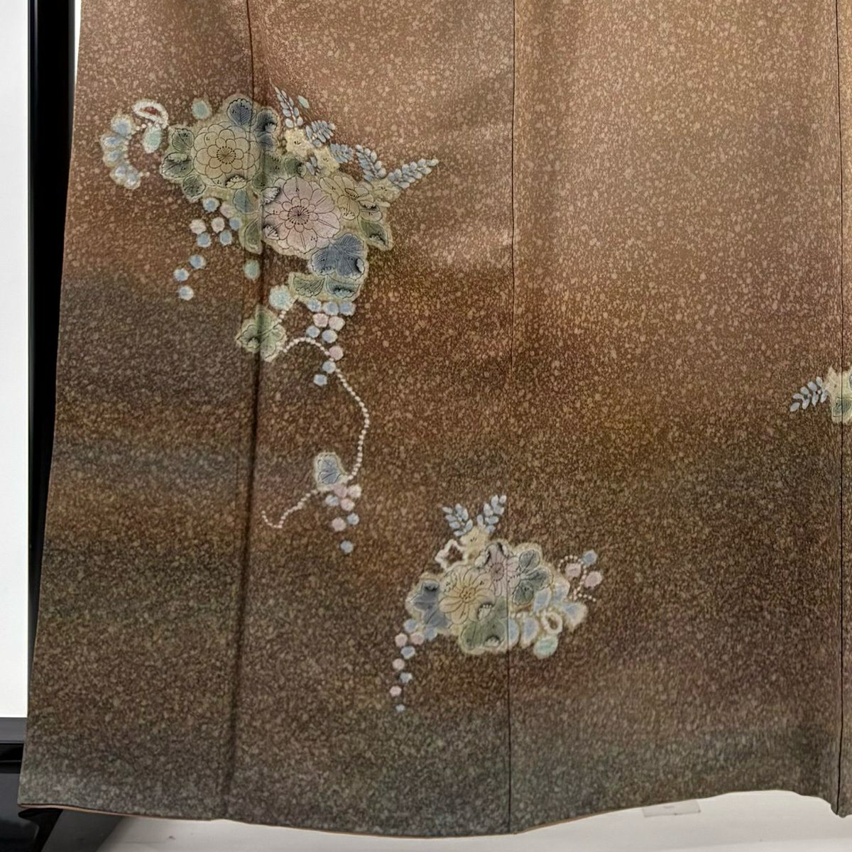 【美品】 付下 身長161cm 袖長68cm L 雙層 落款あり 辻花染 金銀彩 漸層 薄茶 純蠶絲 秀品級