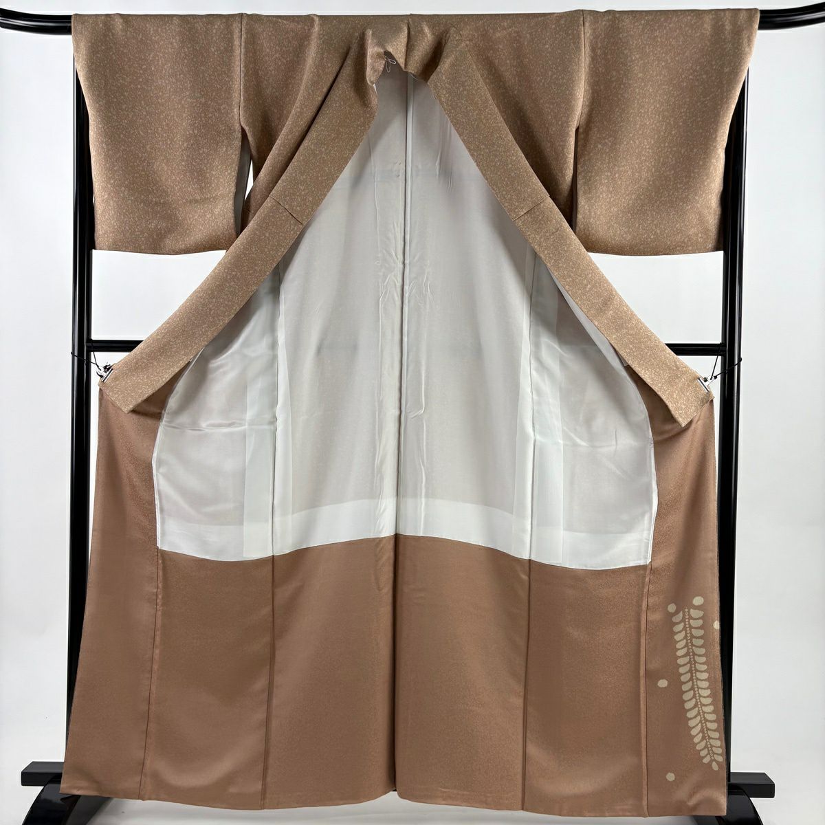【美品】 付下 身長161cm 袖長68cm L 雙層 落款あり 辻花染 金銀彩 漸層 薄茶 純蠶絲 秀品級