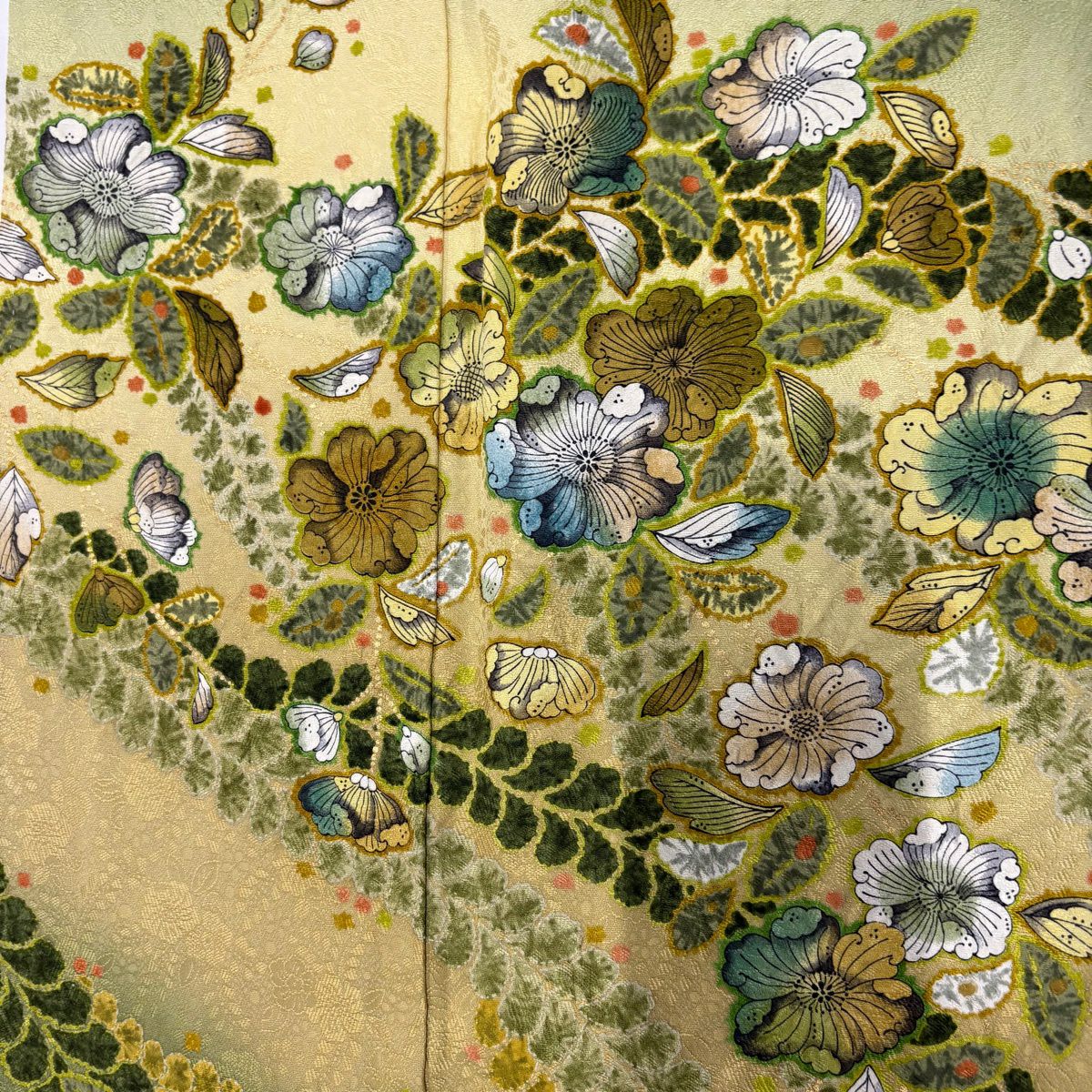 【美品】訪問服 身長152cm 袖長63.5cm S 雙層 落款あり 辻花染 金銀彩 絞染 蓬色 純蠶絲 秀品級