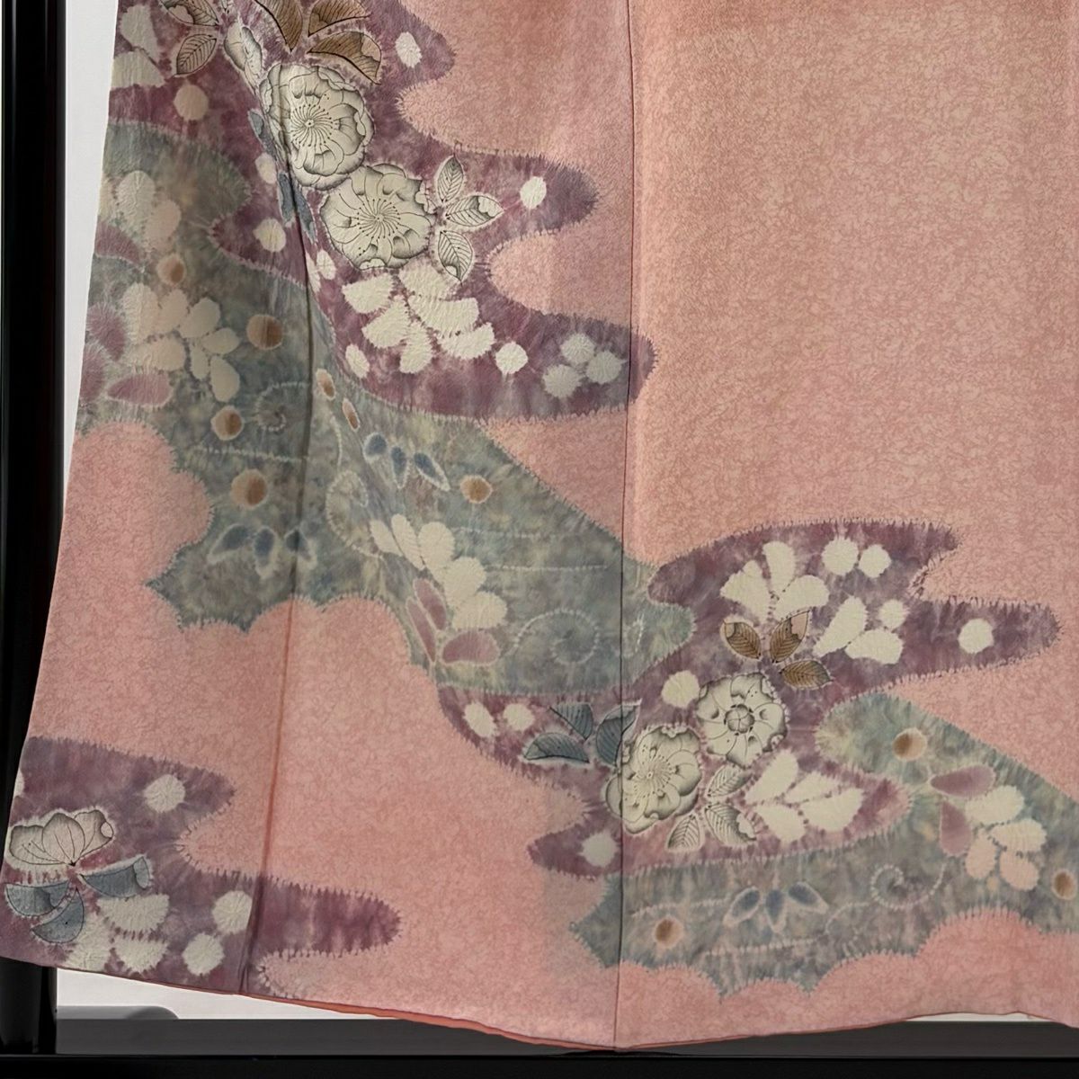 訪問服 身長154cm 袖長64cm M 雙層 滝泰 落款あり 辻花染 ヱ霞 絞染 粉紅 純蠶絲 名品級
