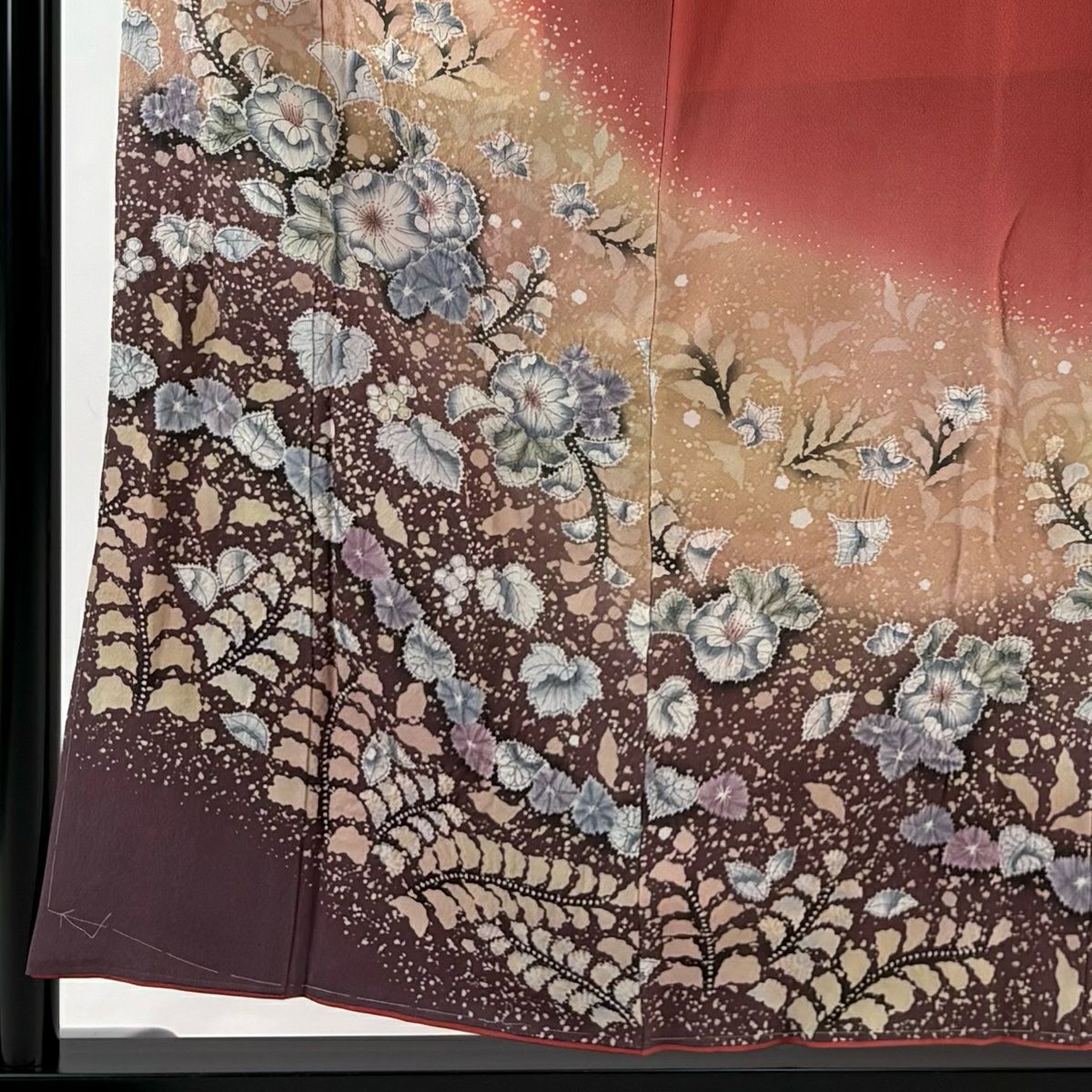 訪問服 身長156cm 袖長63cm S 雙層 落款あり 辻花染 ぼかし 濃粉紅 純蠶絲 名品級