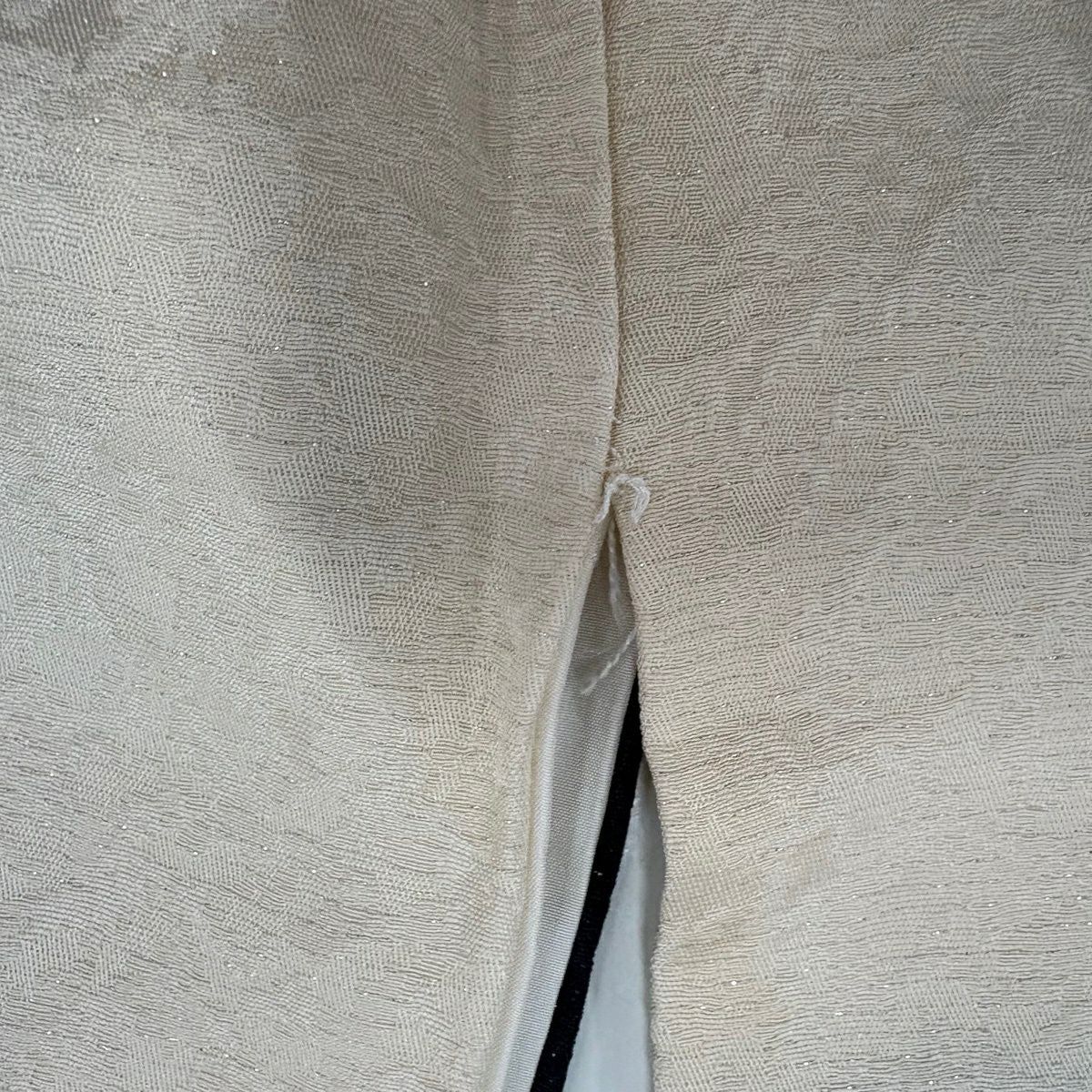 振袖禮服 身長155cm 袖長64cm M 雙層 草花紋紋 銀通 金銀彩 奶油色 純蠶絲 名品級