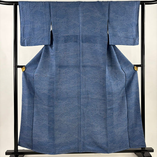 江戶小紋 身長158cm 袖長62cm S 雙層 建物 梅花 綠 純蠶絲 名品級