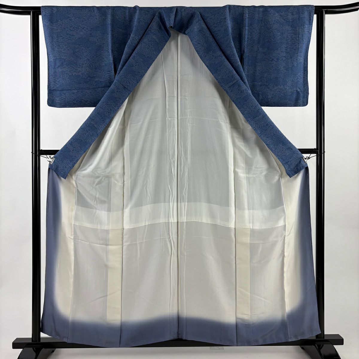 江戶小紋 身長158cm 袖長62cm S 雙層 建物 梅花 綠 純蠶絲 名品級