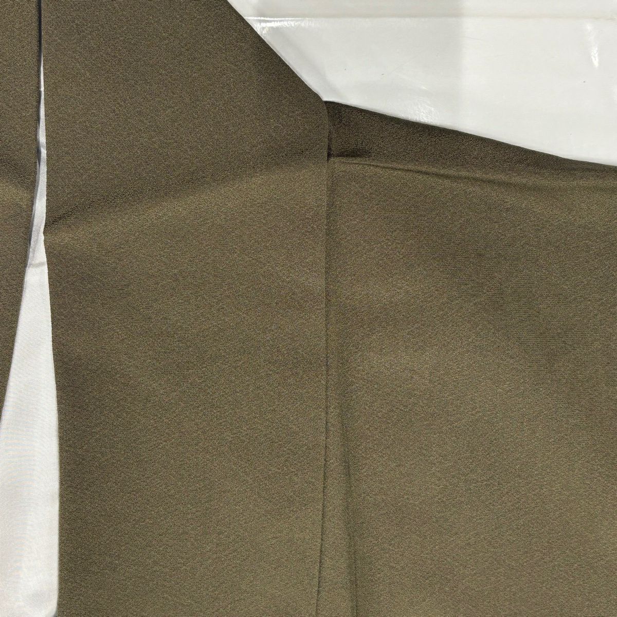 付下 身長151.5cm 袖長62cm S 雙層 草野一騎 落款あり 葉と実 染分 ぼかし 茶綠 純蠶絲 名品級