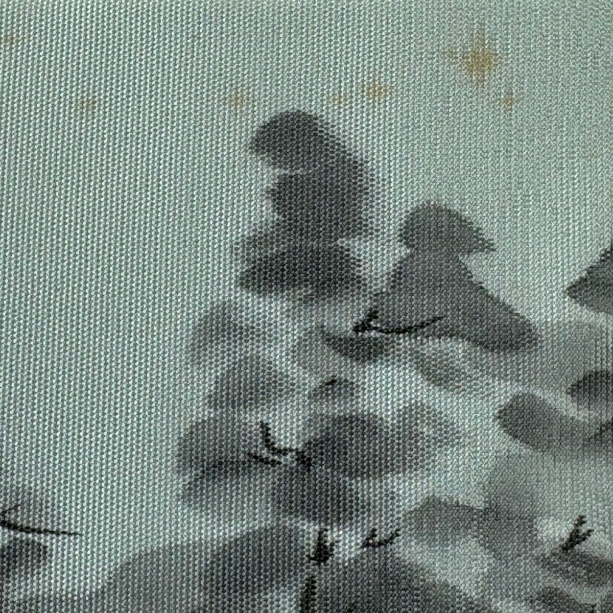 名古屋帶 優品級 山 樹木 淺綠 純蠶絲