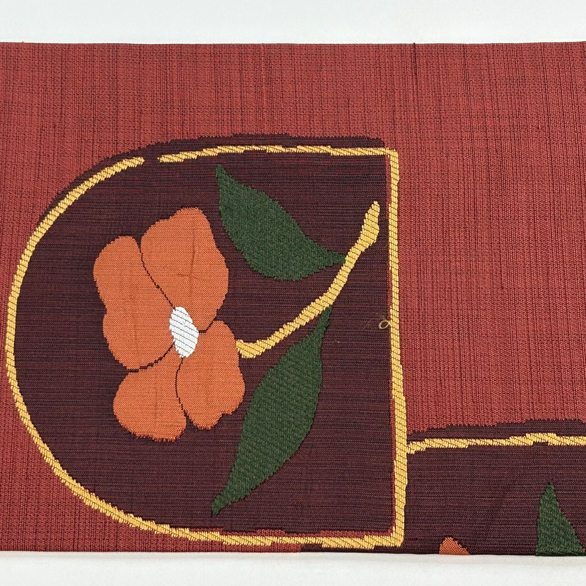 【美品】名古屋帶 優品級 草花紋 紅紫 純蠶絲