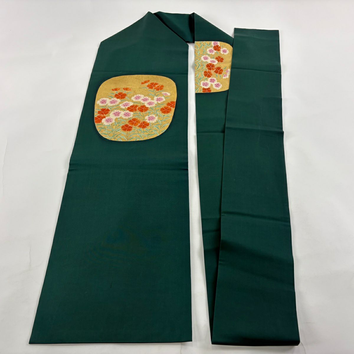 名古屋帶 優品級 鹽瀬 撫子 金銀彩 深綠 純蠶絲