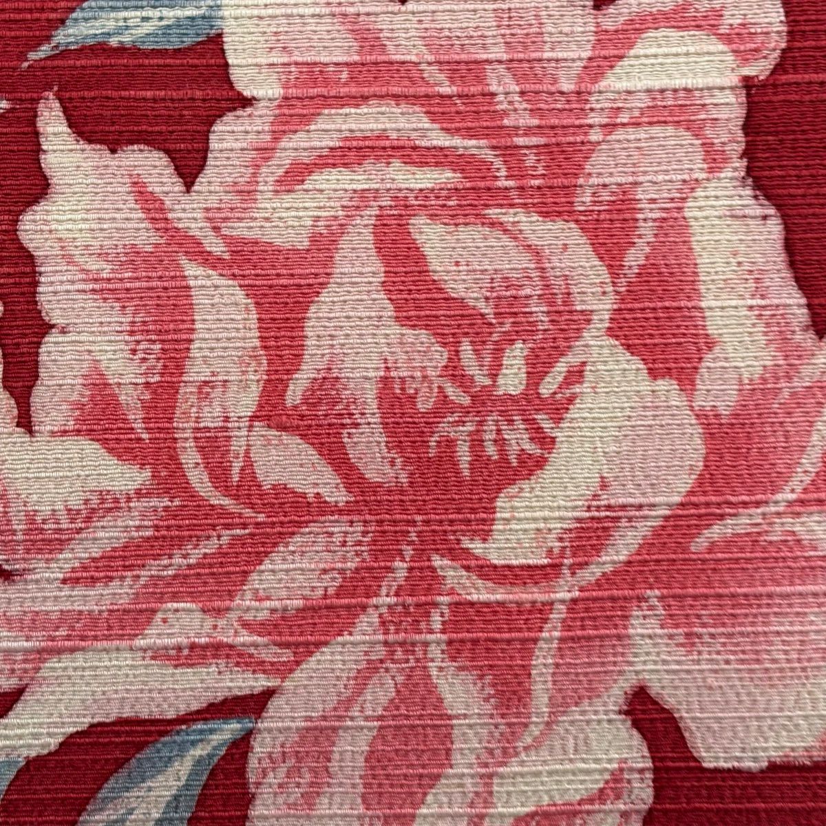 【美品】 名古屋帶 優品級 附落款 紬織織 牡丹 深粉紅 純蠶絲