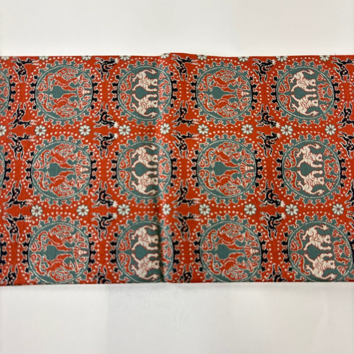 【美品】名古屋帶 優品級 向鳥 向虎 紅茶 純蠶絲