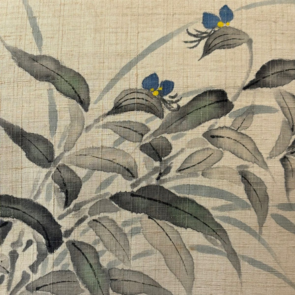 【美品】 名古屋帶 優品級 附落款 紬織織 草花紋 淺茶 純蠶絲