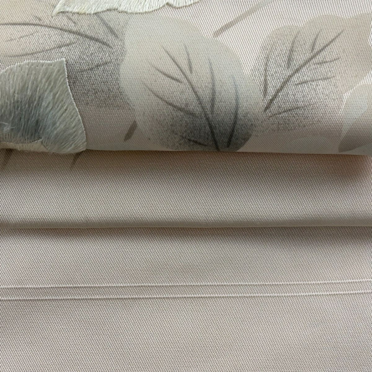 名古屋帶 優品級 草花紋刺繡 淺粉色 純蠶絲