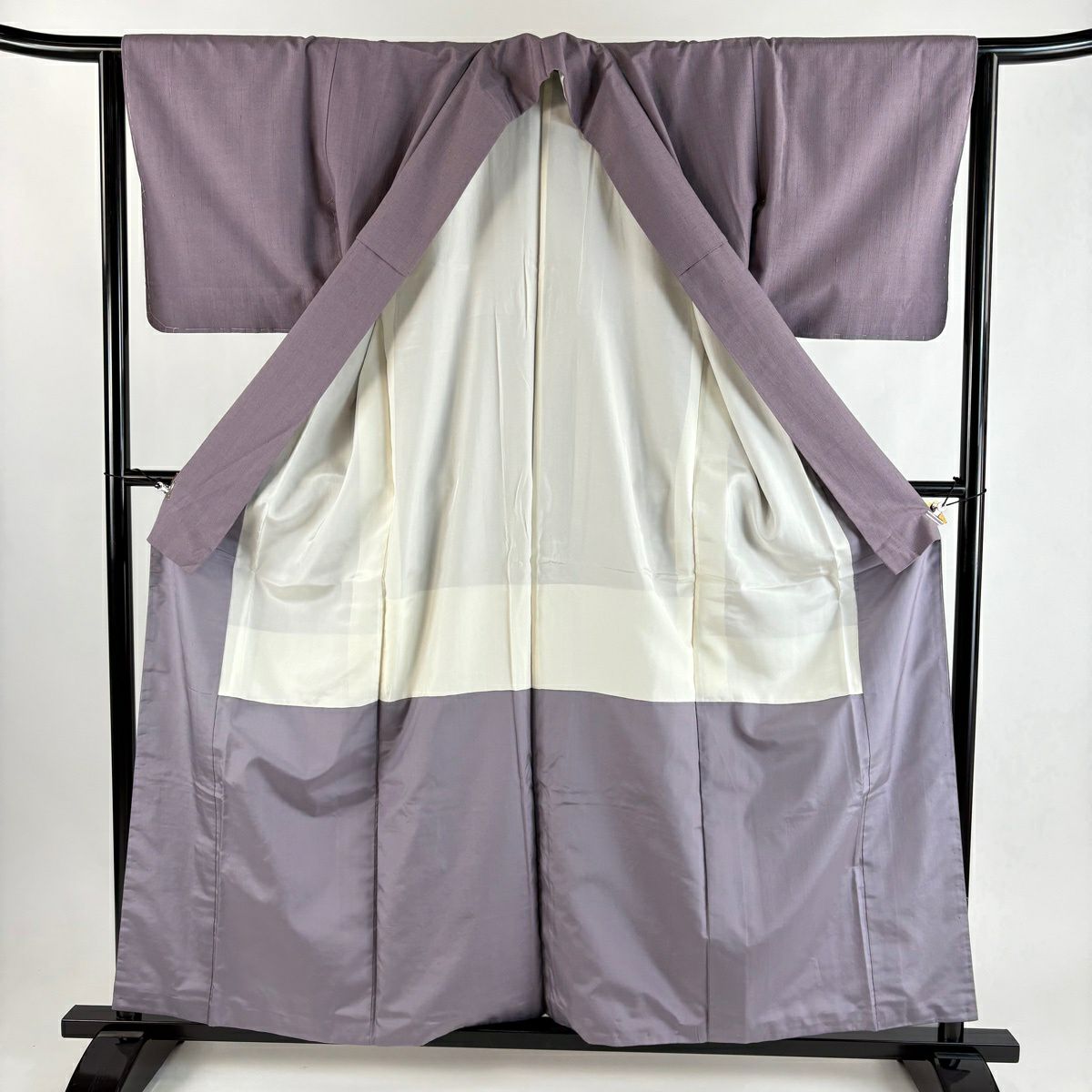 【美品】 紬織 身長158.5cm 袖長63.5cm S 雙層 薄紫 純蠶絲 優品級
