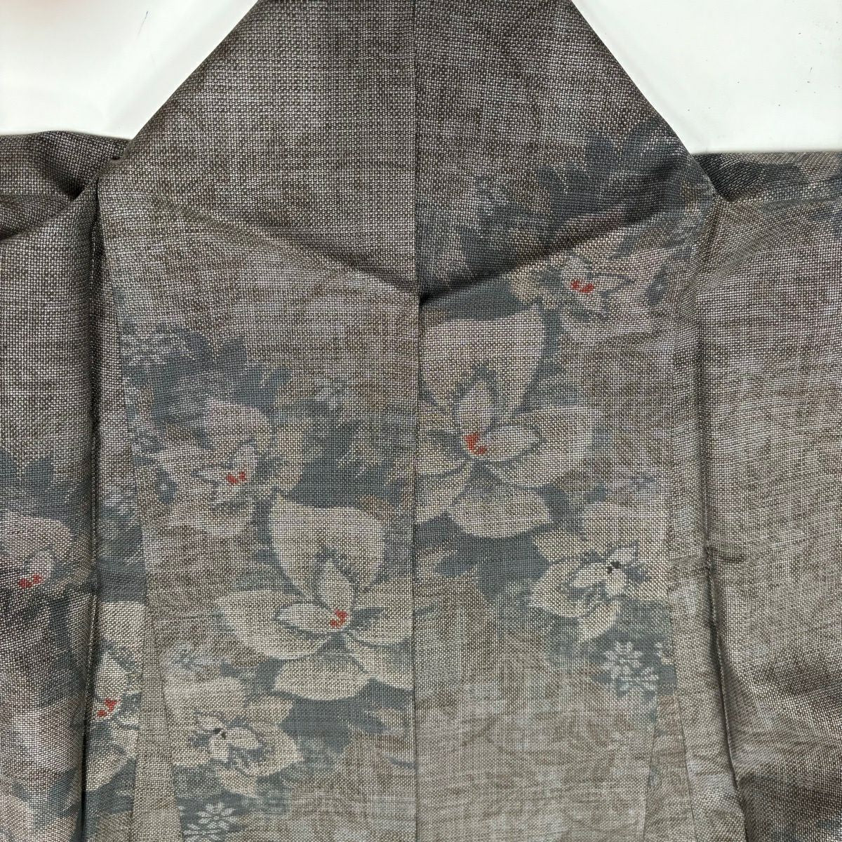 【美品】 紬織織 身長167cm 袖長65.5cm M 雙層 草花紋紋 焦茶 純蠶絲 優品級