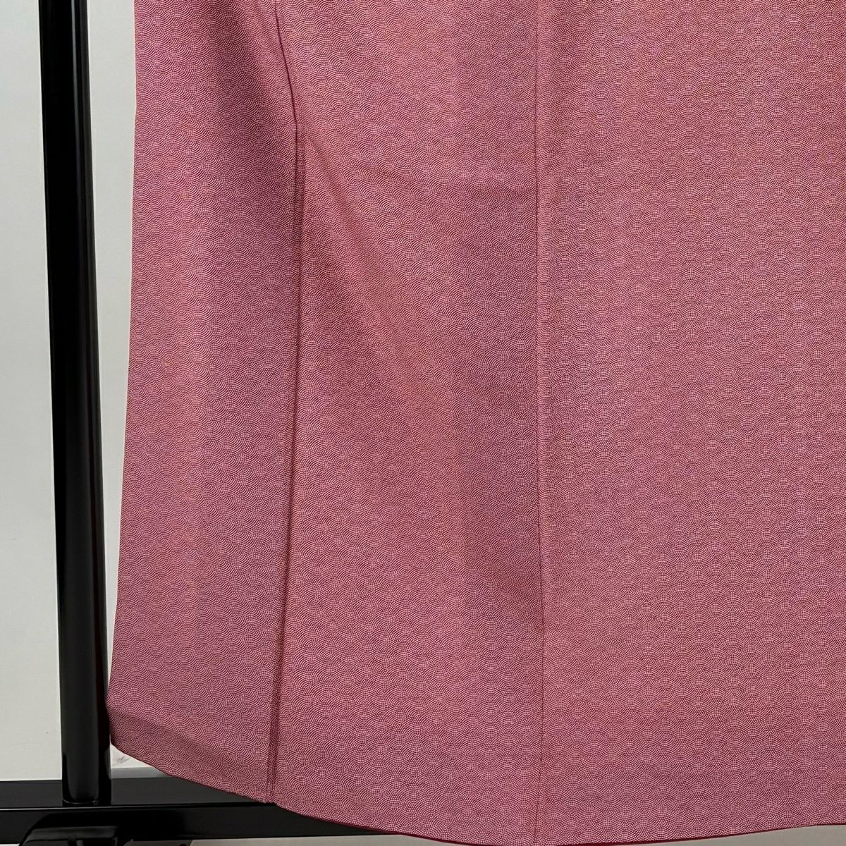 江戶小紋 身長158.5cm 袖長62.5cm S 雙層 鮫 茜 純蠶絲 優品級 一つ紋
